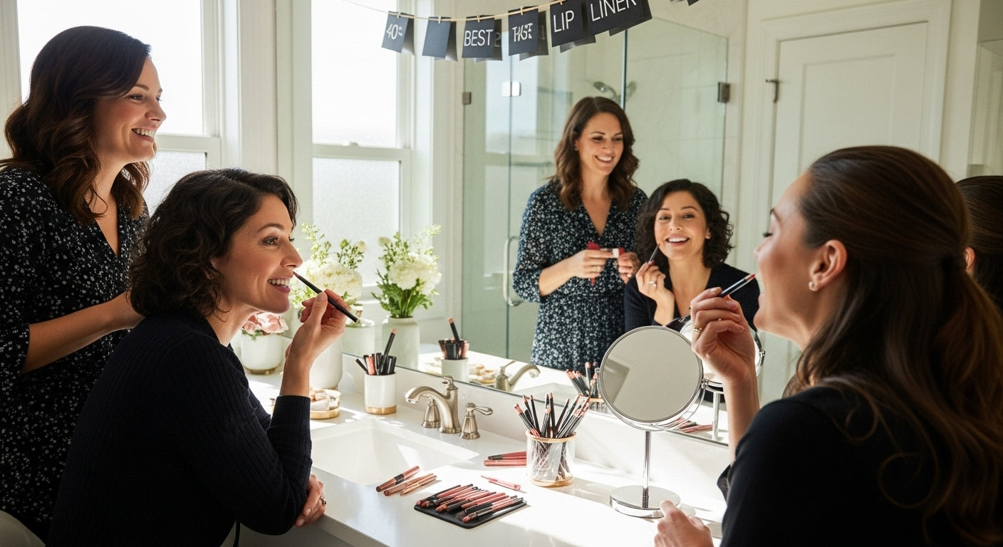 mature women choosing lip liner