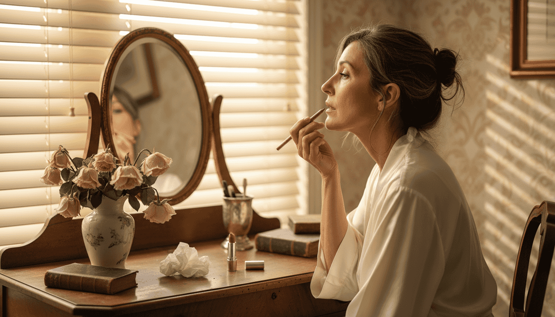 Mature woman using dirty rose lip liner