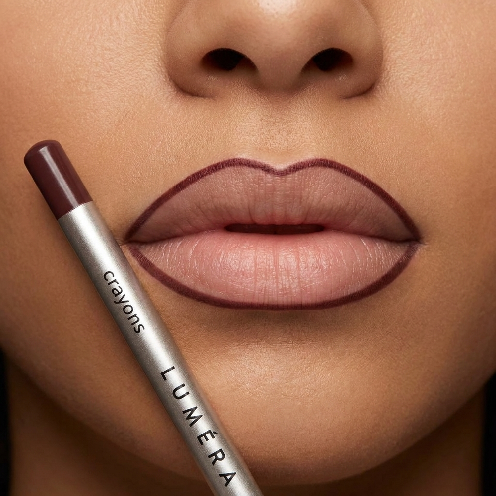 Mink lip liner applied - neat liner outline, true brand pencil